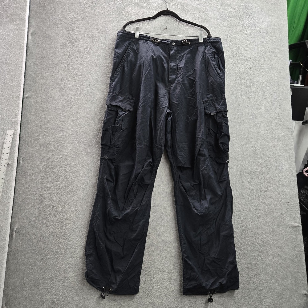 Utility Men Pants 38 Black Cotton Nylon Cargo Button 31" Inseam Outdoor Y2K